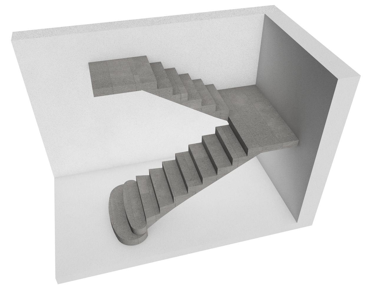 Лестница прямая 2-х маршевая П-образная с промежуточной площадкой